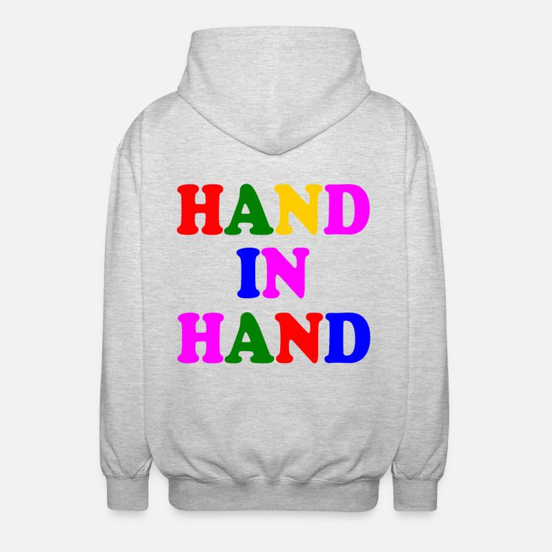 Hand in hand - Unisex Kapuzenjacke - Hellgrau meliert