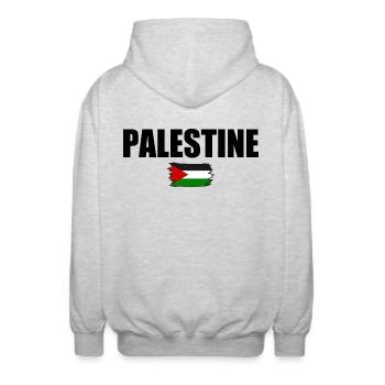 Palestine Palestine - Veste à capuche unisexe - gris clair chiné - Dos - AI Model Male 185 light (185cm)