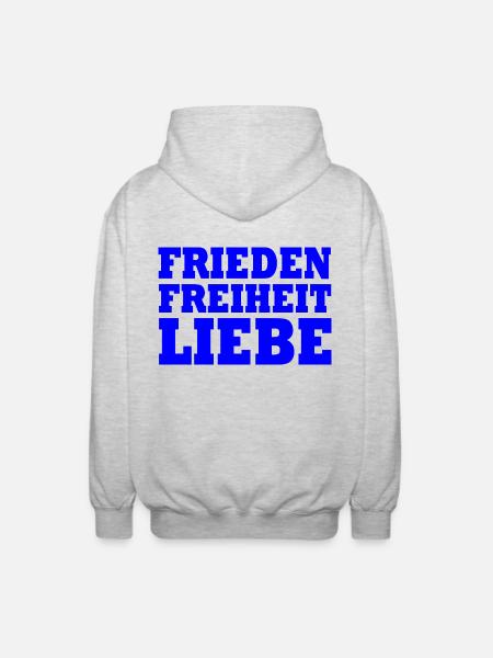 Frieden freiheit liebe - Unisex Kapuzenjacke - Hellgrau meliert