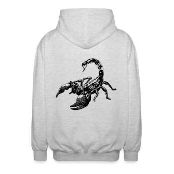 Coole Skorpion-Insektenskizze Grafik Skorpion-Liebhaber - Unisex Kapuzenjacke - Hellgrau meliert - Hinten - AI Model Male 185 light (185cm)