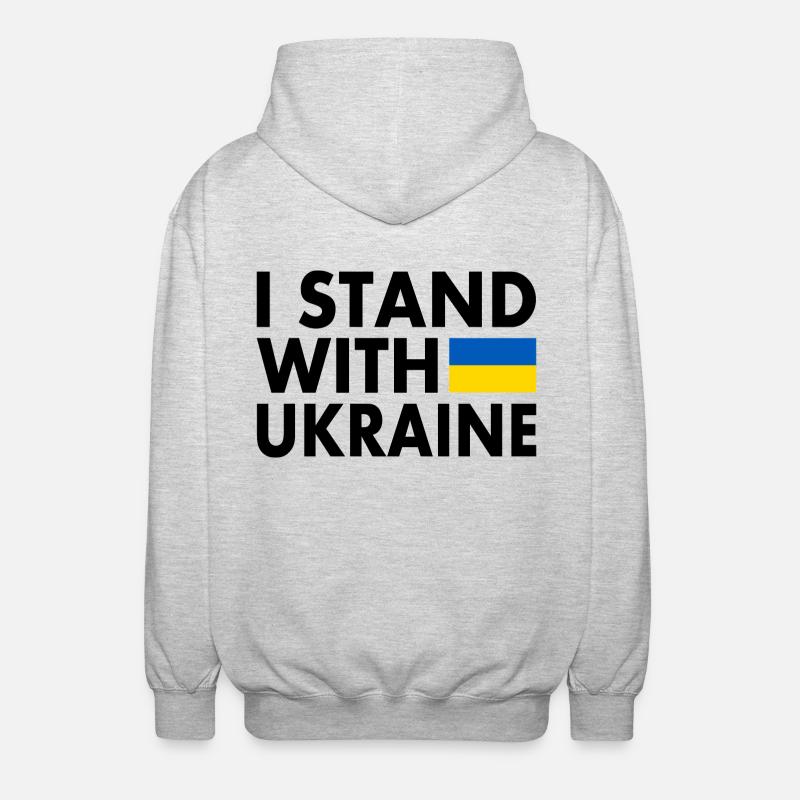 I stand with ukraine - Unisex Kapuzenjacke - Hellgrau meliert