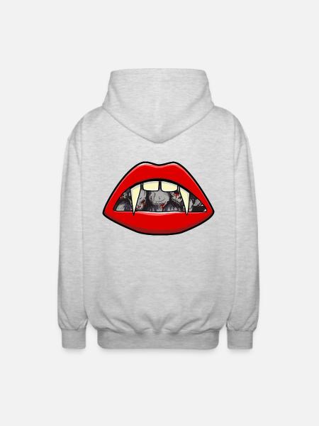 Halloween Vampire Bouche Sangsue Vampire - Veste à capuche unisexe - gris clair chiné