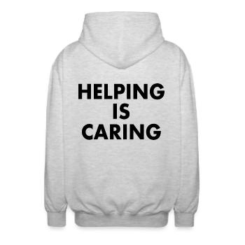 Helping is caring - Unisex Hooded Jacket - light heather grey - Back - AI Model Male 185 light (185cm)