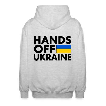 hands off ukraine - Veste à capuche unisexe - gris clair chiné - Dos - AI Model Male 185 light (185cm)