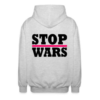 Stop wars - Veste à capuche unisexe - gris clair chiné - Dos - AI Model Male 185 light (185cm)