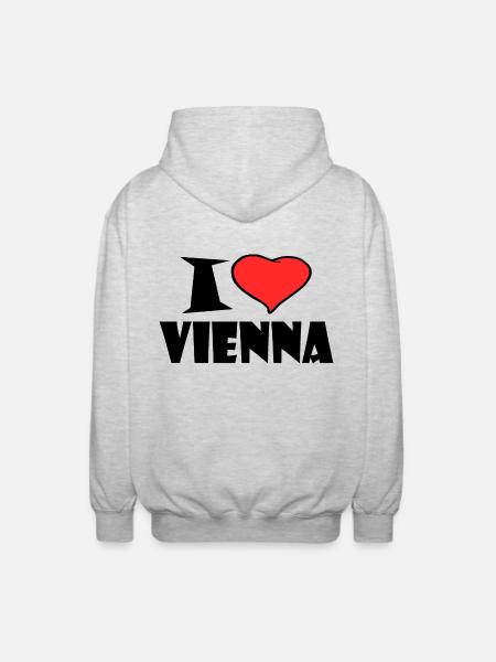 J'aime Vienne - Veste à capuche unisexe - gris clair chiné