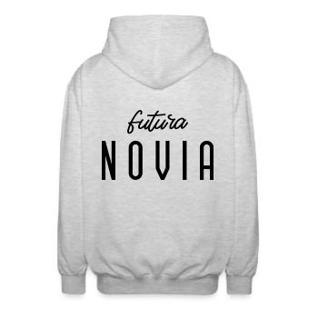 Futura Novia Engagement Bridal Shower Wedding - Unisex Hooded Jacket - light heather grey - Back - AI Model Male 185 light (185cm)