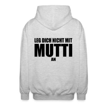 Leg dich nicht mit mutti an - Unisex Kapuzenjacke - Hellgrau meliert - Hinten - AI Model Male 185 light (185cm)