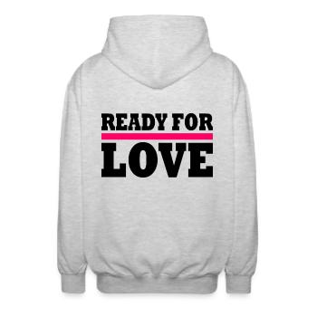 Ready for love - Unisex Hooded Jacket - light heather grey - Back - AI Model Male 185 light (185cm)