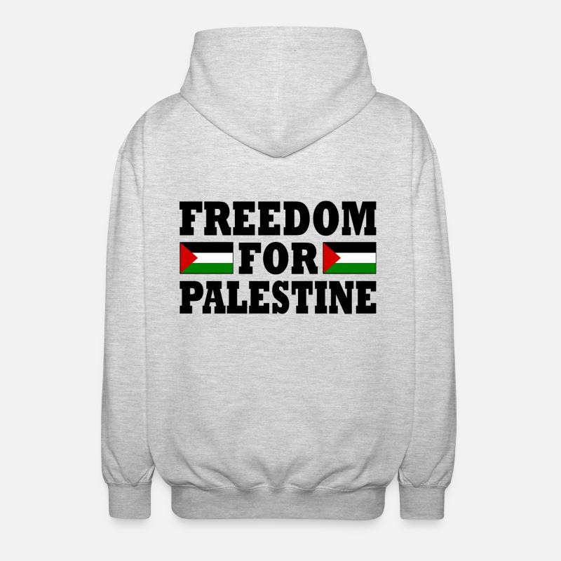 Freedom for palestine - Unisex Kapuzenjacke - Hellgrau meliert