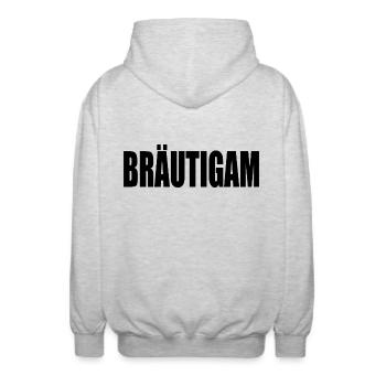 Bräutigam - Unisex Kapuzenjacke - Hellgrau meliert - Hinten - AI Model Male 185 light (185cm)