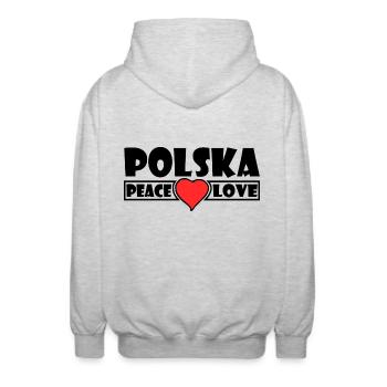 Polska - Pologne - Veste à capuche unisexe - gris clair chiné - Dos - AI Model Male 185 light (185cm)