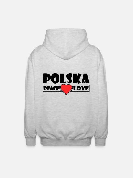 Polska - Polen - Unisex Kapuzenjacke - Hellgrau meliert