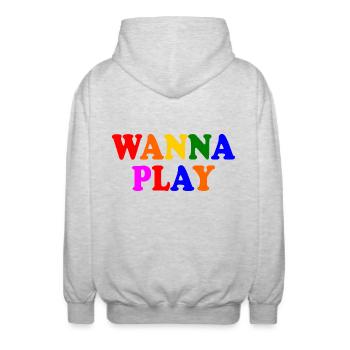 Wanna play - Unisex Hooded Jacket - light heather grey - Back - AI Model Male 185 light (185cm)