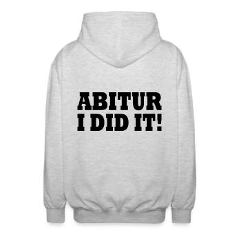 Abitur - Unisex Kapuzenjacke - Hellgrau meliert - Hinten - AI Model Male 185 light (185cm)