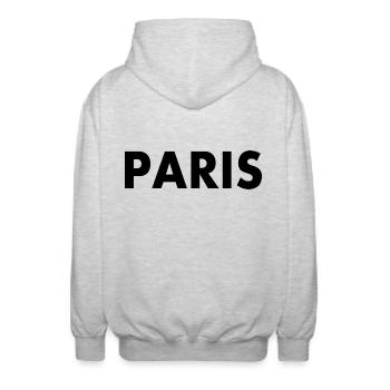 Paris - Unisex Kapuzenjacke - Hellgrau meliert - Hinten - AI Model Male 185 light (185cm)
