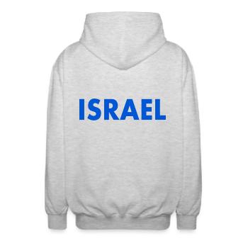 Israël - Veste à capuche unisexe - gris clair chiné - Dos - AI Model Male 185 light (185cm)