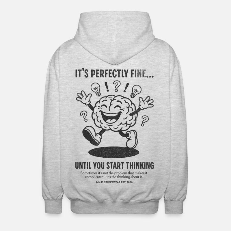 Brain Fun: Think First - Unisex Hooded Jacket - light heather grey