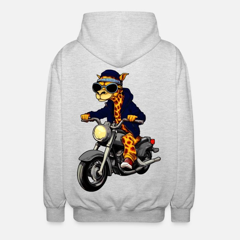 Motorrad Giraffen - Unisex Kapuzenjacke - Hellgrau meliert