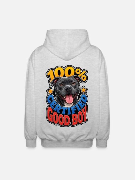 Staffordshire Bull Terrier - Unisex Hooded Jacket - light heather grey
