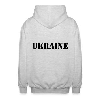 Ukraine - Unisex Hooded Jacket - light heather grey - Back - AI Model Male 185 light (185cm)