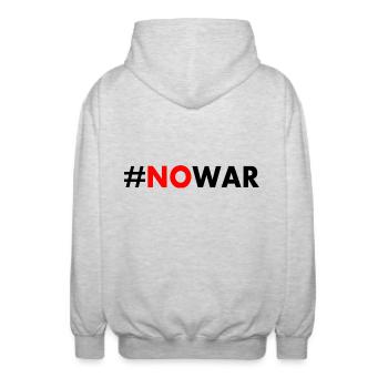 No war - Unisex Hooded Jacket - light heather grey - Back - AI Model Male 185 light (185cm)