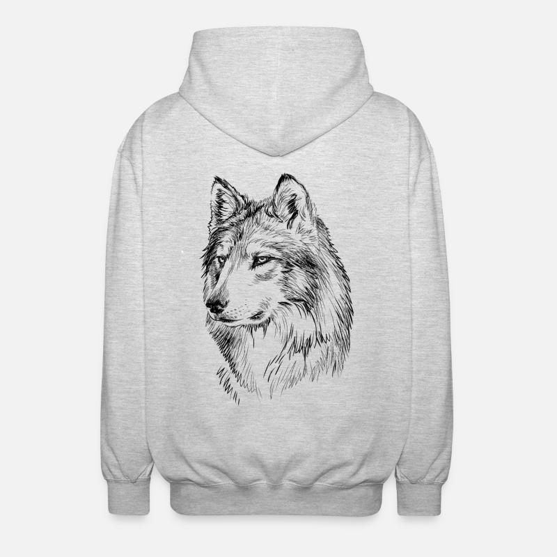 Wolf Geschenk - Unisex Kapuzenjacke - Hellgrau meliert