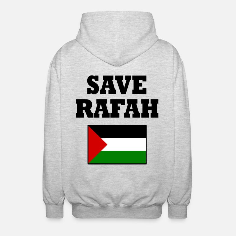 Save rafah - Unisex Kapuzenjacke - Hellgrau meliert
