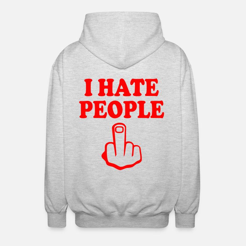 I hate people - Unisex Kapuzenjacke - Hellgrau meliert