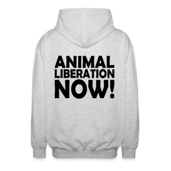 Animal liberation now - Veste à capuche unisexe - gris clair chiné - Dos - AI Model Male 185 light (185cm)