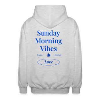 Sunday Feelings - Unisex Hooded Jacket - light heather grey - Back - AI Model Male 185 light (185cm)