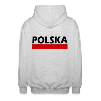Polen - Unisex Kapuzenjacke - Hellgrau meliert - Hinten - AI Model Male 185 light (185cm)