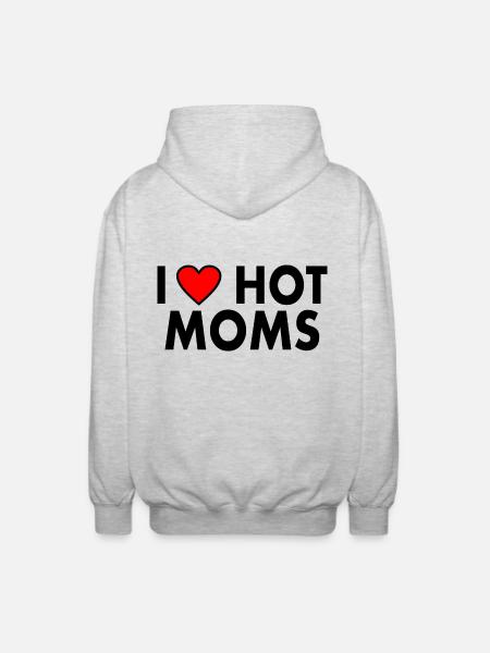 I love hot moms - Unisex Kapuzenjacke - Hellgrau meliert