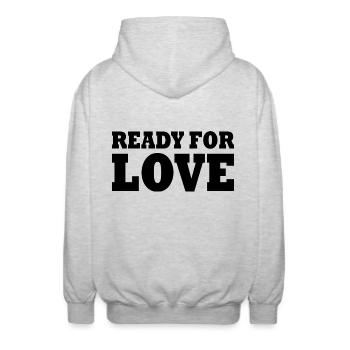 READY FOR LOVE - Unisex Hooded Jacket - light heather grey - Back - AI Model Male 185 light (185cm)