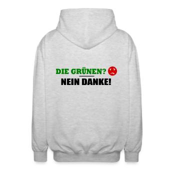 Die grünen nein danke - Unisex Kapuzenjacke - Hellgrau meliert - Hinten - AI Model Male 185 light (185cm)