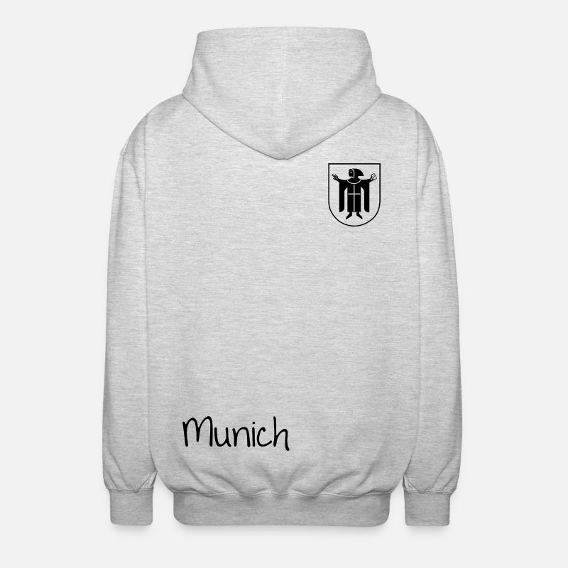 Monaco di Baviera - Monaco e stemma con Münchner Kindl - Felpa unisex con cappuccio - grigio chiaro melange