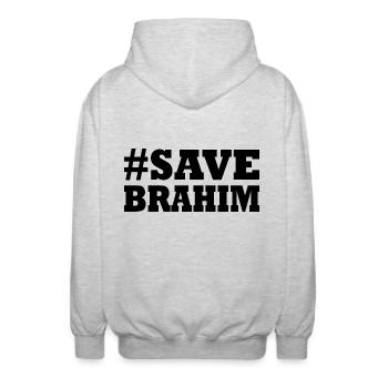 Save brahim - Veste à capuche unisexe - gris clair chiné - Dos - AI Model Male 185 light (185cm)