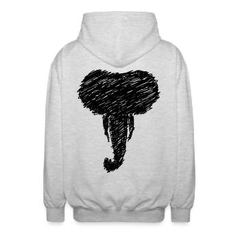 Elefant Kopf Tier Zeichnung Scribble Geschenk - Unisex Kapuzenjacke - Hellgrau meliert - Hinten - AI Model Male 185 light (185cm)