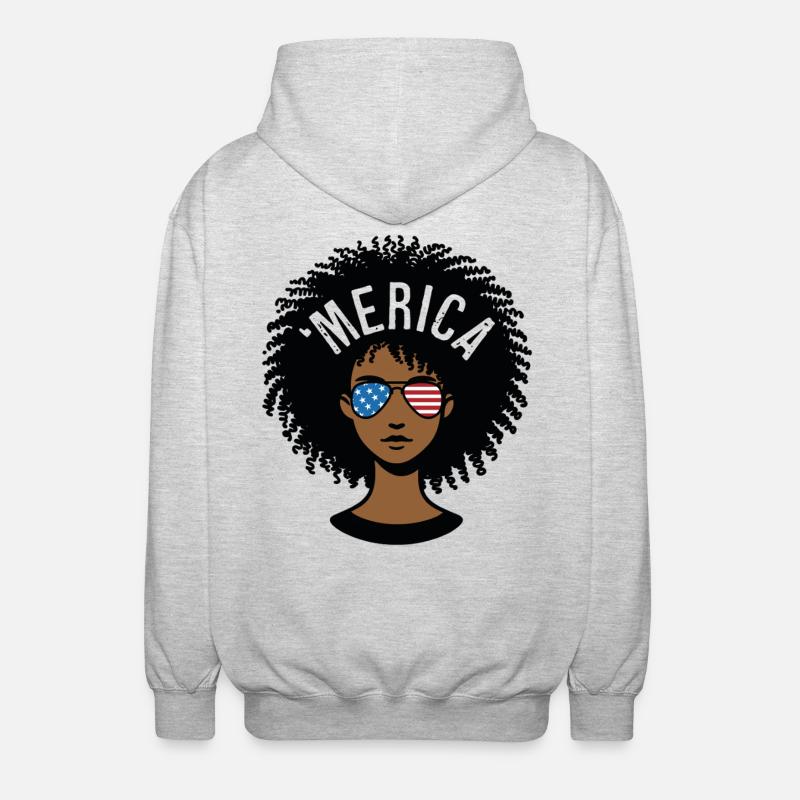 "merica Afro - Unisex Kapuzenjacke - Hellgrau meliert