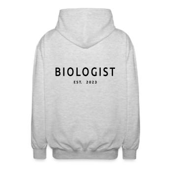 Biologist Est. 2023 Graduation Biology Student - Unisex Hooded Jacket - light heather grey - Back - AI Model Male 185 light (185cm)