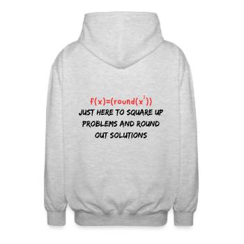 Funny Math Teacher Quote | Math Teacher Gifts - Unisex Hooded Jacket - light heather grey - Back - AI Model Male 185 light (185cm)