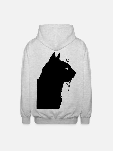 Chat noir - Veste à capuche unisexe - gris clair chiné