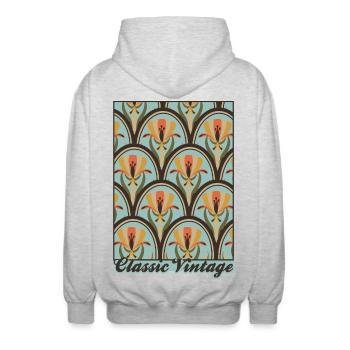 Classic Vintage – Jugendstil Muster - Unisex Kapuzenjacke - Hellgrau meliert - Hinten - AI Model Male 185 light (185cm)