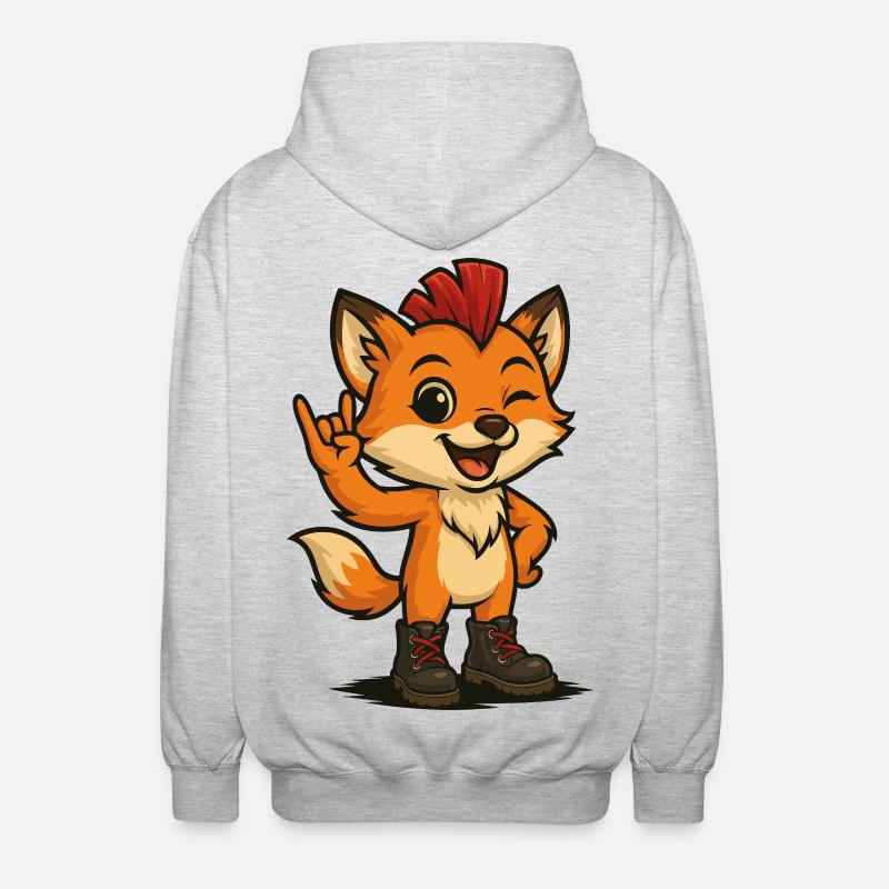 Fuchs mit Punk-Power - Unisex Kapuzenjacke - Hellgrau meliert