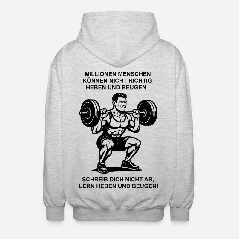 Powerlifting Motivation - Unisex Kapuzenjacke - Hellgrau meliert
