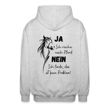 Ja ich rieche nach Pferd - Unisex Kapuzenjacke - Hellgrau meliert - Hinten - AI Model Male 185 light (185cm)
