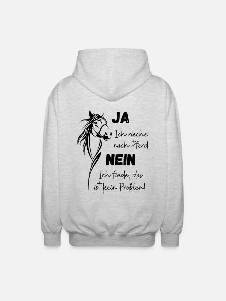 Ja ich rieche nach Pferd - Unisex Kapuzenjacke - Hellgrau meliert