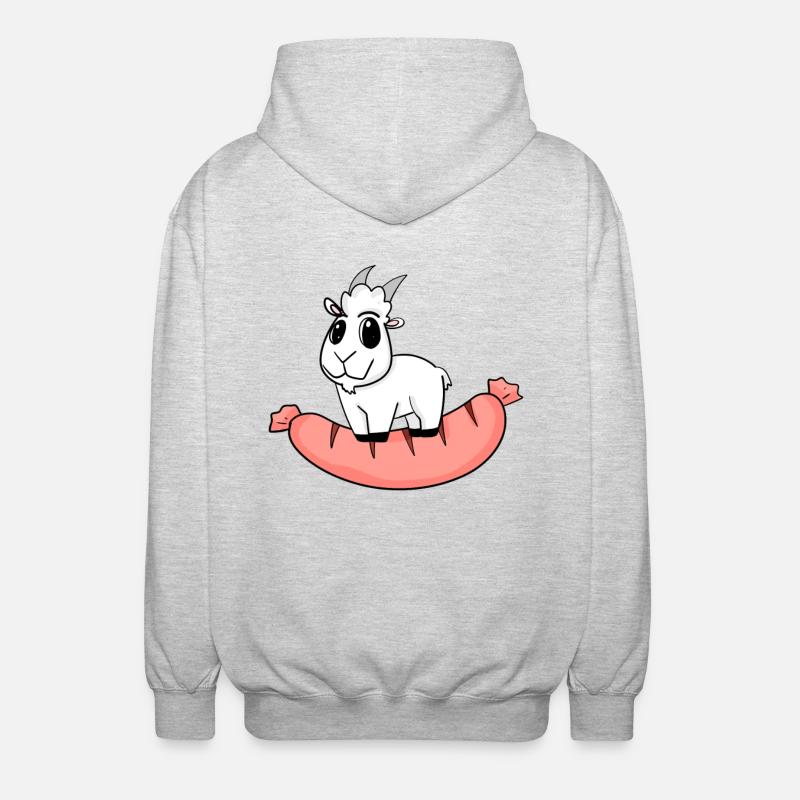 Wurst Ziege Ziegenbock - Unisex Kapuzenjacke - Hellgrau meliert