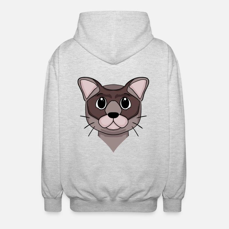 Burma Katze - Unisex Kapuzenjacke - Hellgrau meliert