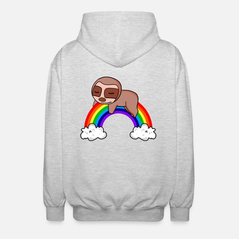 Rainbow Sloth - Unisex Hooded Jacket - light heather grey